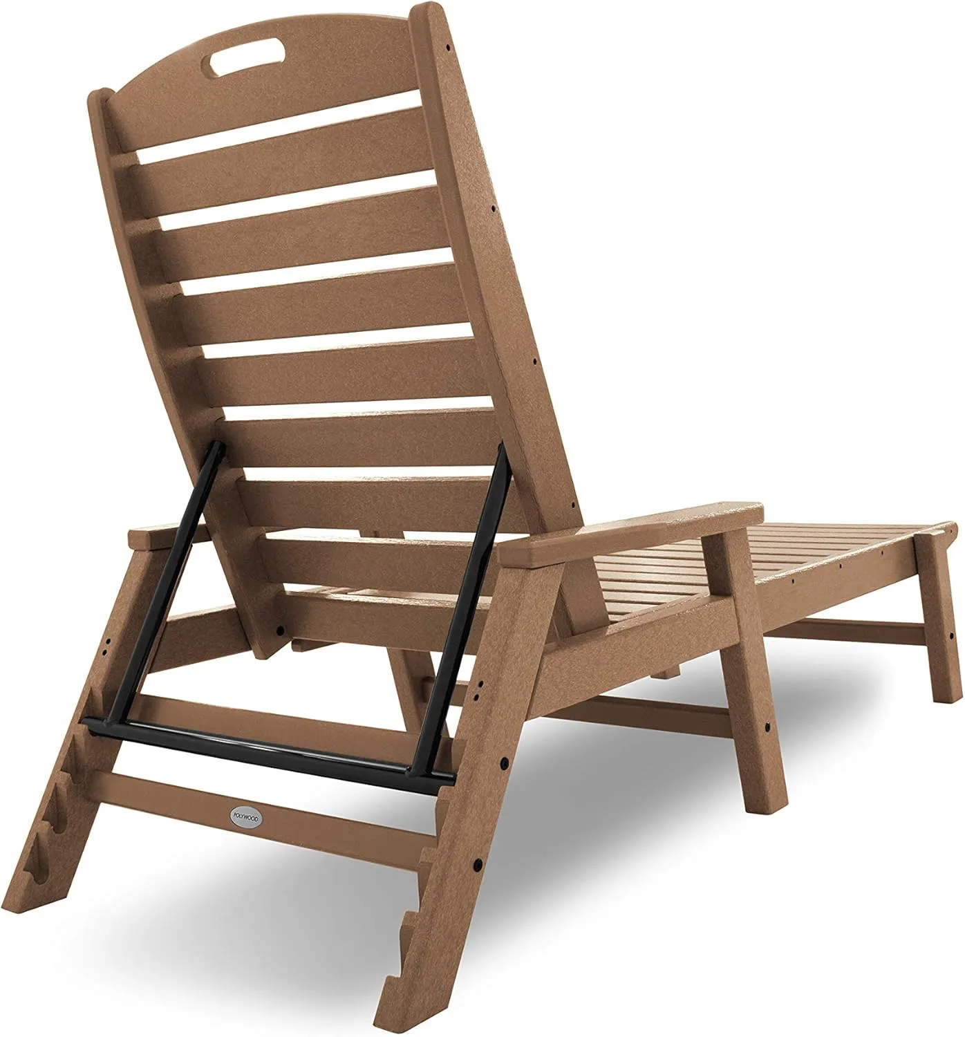 POLYWOOD NCC2280TE Nautical Arms Chaise, Teak