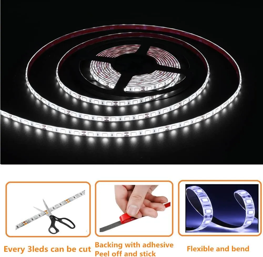 Pontoon Led Boat Lights, 12V 20FT Marine Led Strip Lights, Waterproof Boat Interior Light, Boat Deck Light, Night Fishing Lighting with Extension Cable for Boats (White)