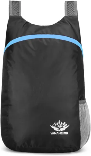 PORRASSO Hiking Backpack Lightweight Waterproof Daypack 20L Foldable Rucksack Backpack for Women Men Camping Trekking Cycling Climbing Outdoor Sports Black Blue