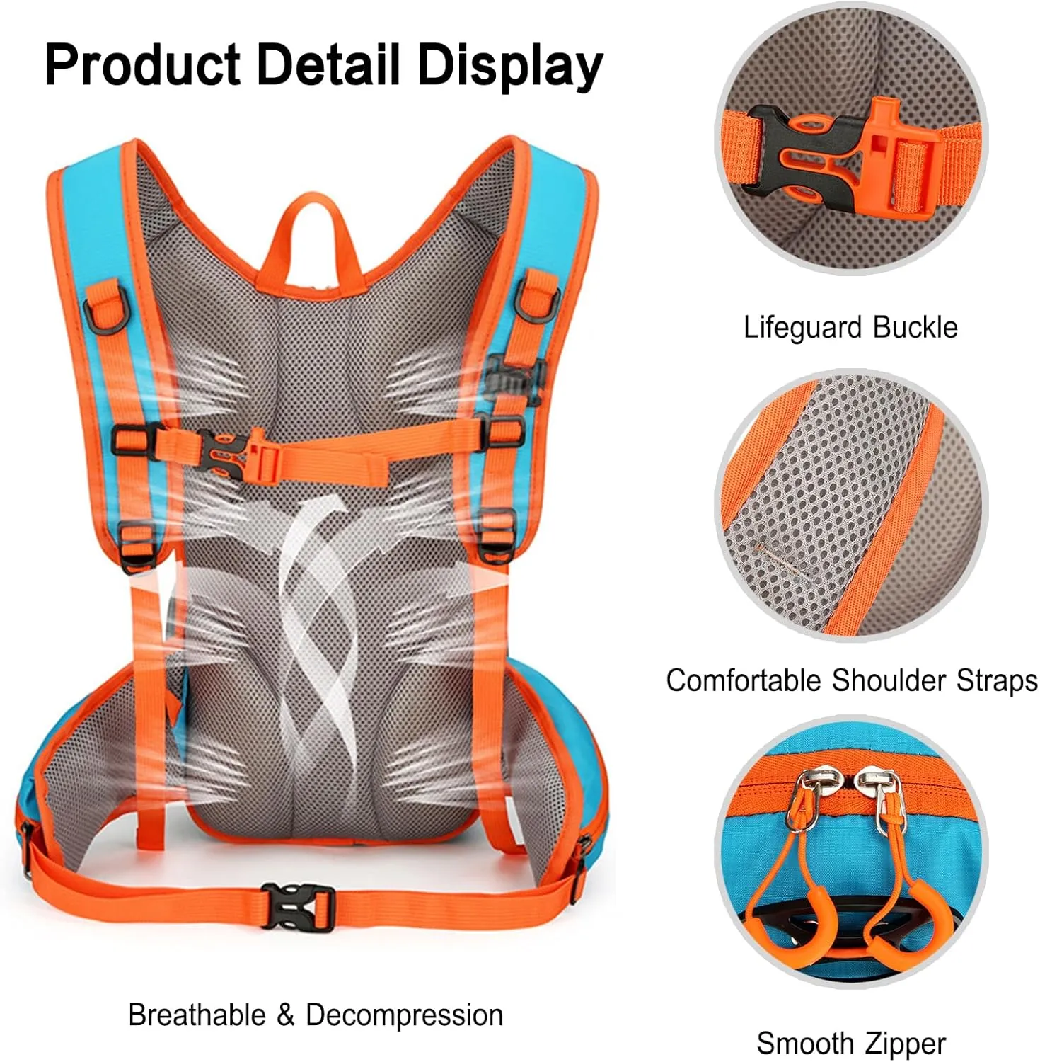 PORRASSO Hiking Backpack Waterproof Daypack 18L Rucksack Lightweight Backpack for Women Men Trekking Cycling Climbing Outdoor Sports Dark Blue