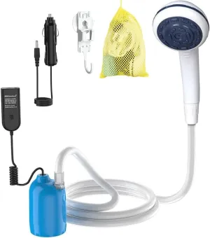 Portable 12V High Pressure Camp Shower Pump Compatible with Car Lighter Plug&PD Fast Charging Portable Power Banks by USB-C,Outdoor Shower for Camping