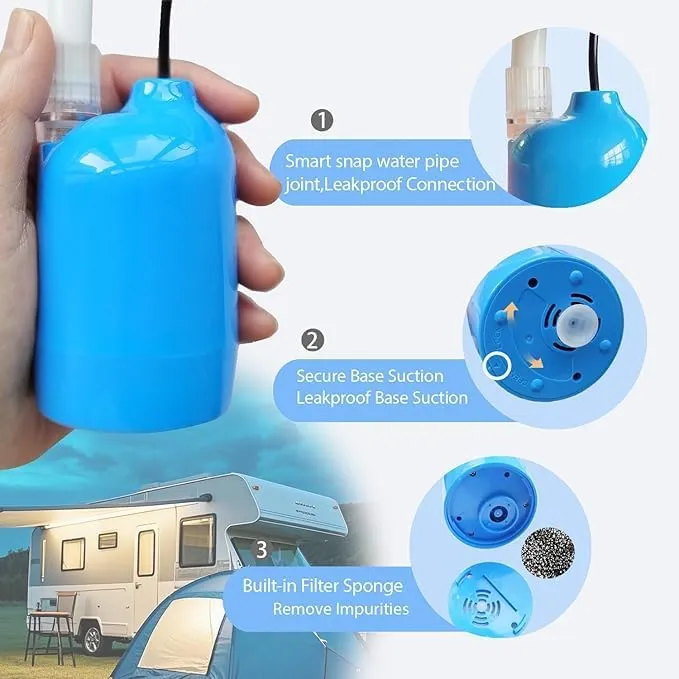 Portable 12V High Pressure Camp Shower Pump Compatible with Car Lighter Plug&PD Fast Charging Portable Power Banks by USB-C,Outdoor Shower for Camping