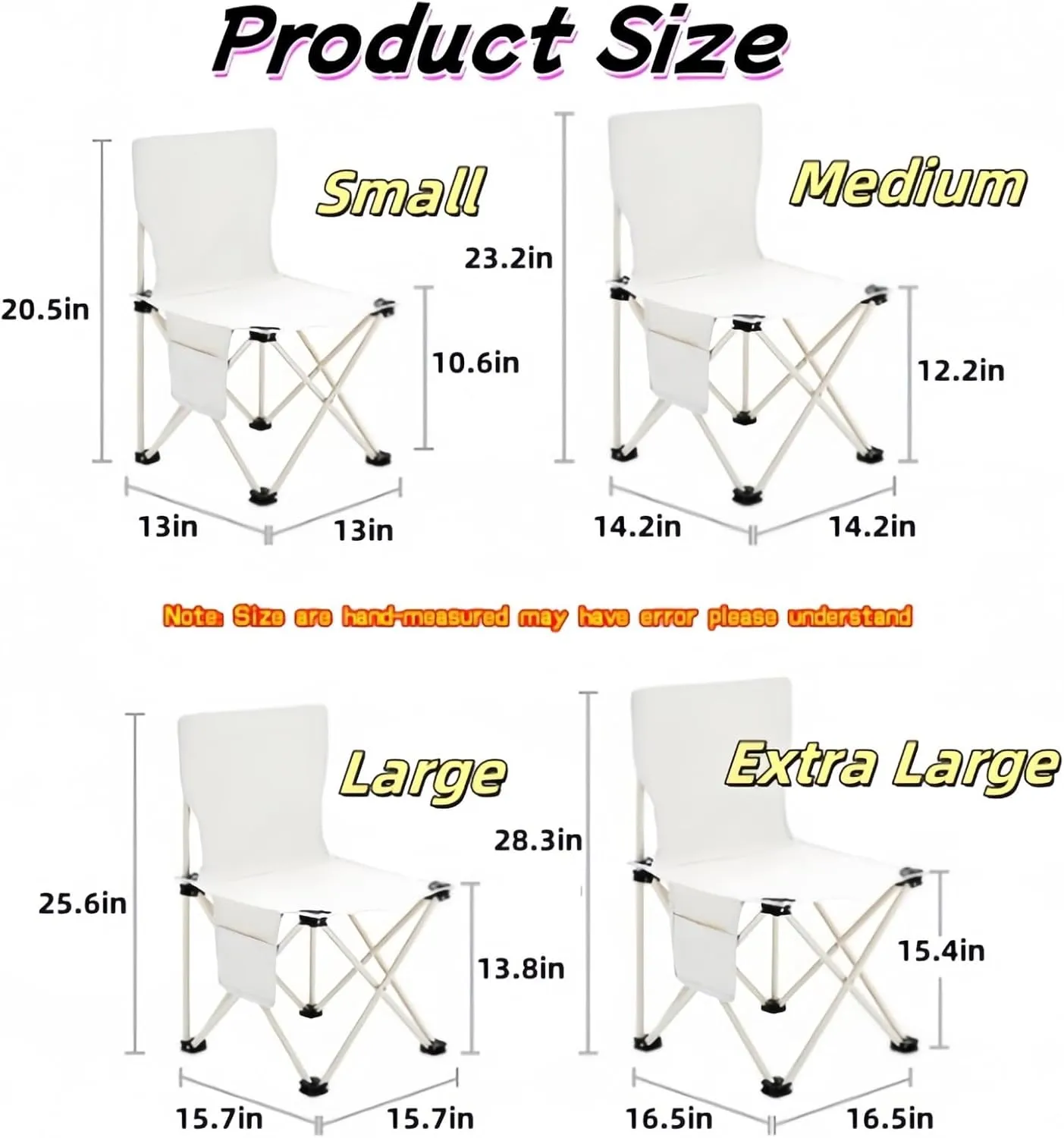 Portable Camping Chair Collapsible Anti-Slip Padded Oxford, Outdoors Versatile Folding Chair with Carry Bag, for Hiking, Fishing, Gardening, Picnic, Beach, Lawn, Outdoor Sports(Beige,X-Large)