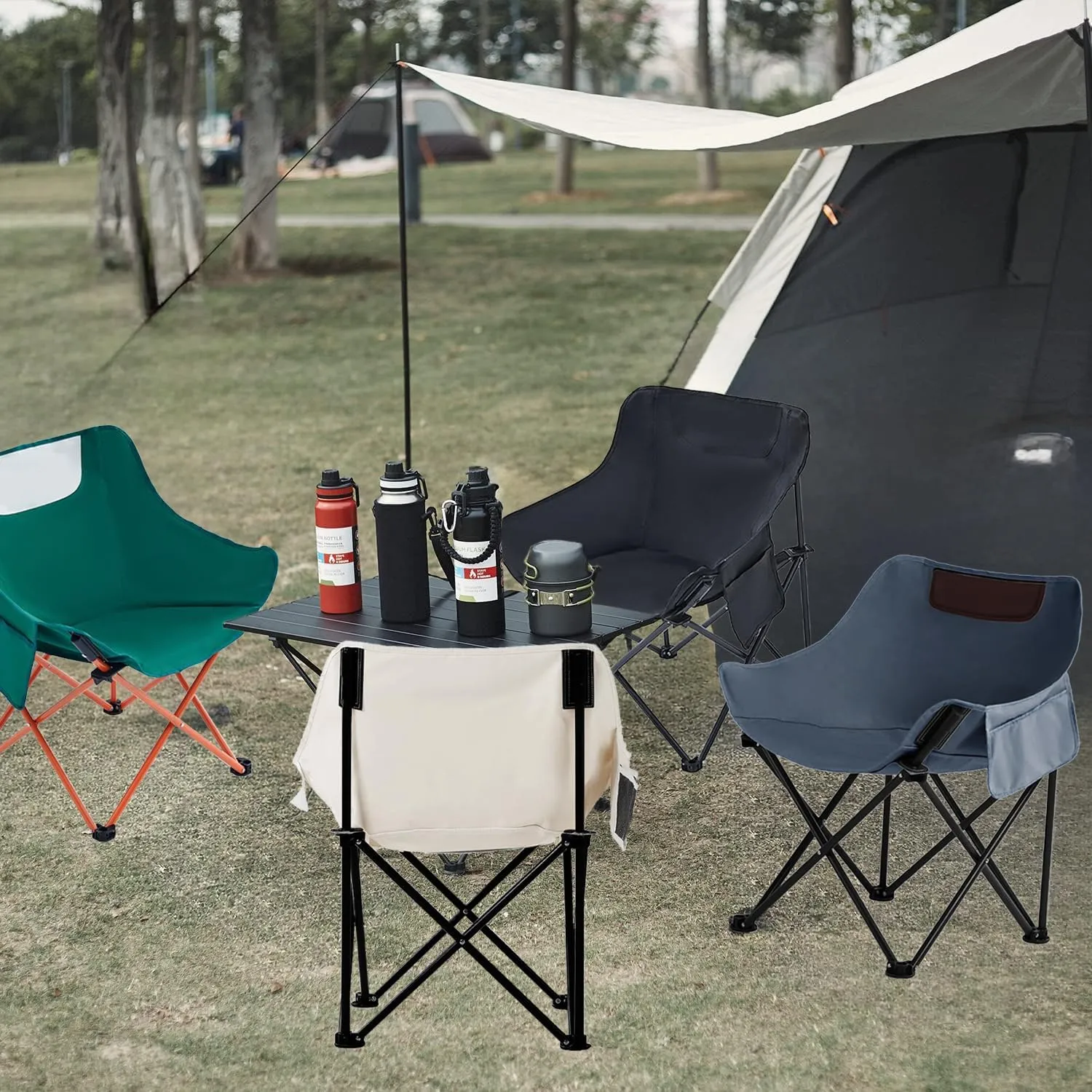 Portable Camping Chair - Heavy Duty Folding Backpacking Chairs, Collapsible Heavy Duty Packable Lightweight Backpack Chair Compact for Outdoor Camp, Travel, Beach, Picnic, Hiking
