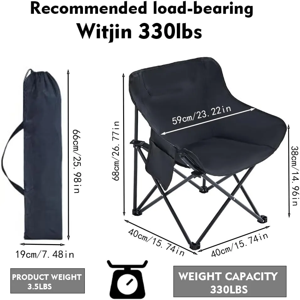 Portable Camping Chair - Heavy Duty Folding Backpacking Chairs, Collapsible Heavy Duty Packable Lightweight Backpack Chair Compact for Outdoor Camp, Travel, Beach, Picnic, Hiking