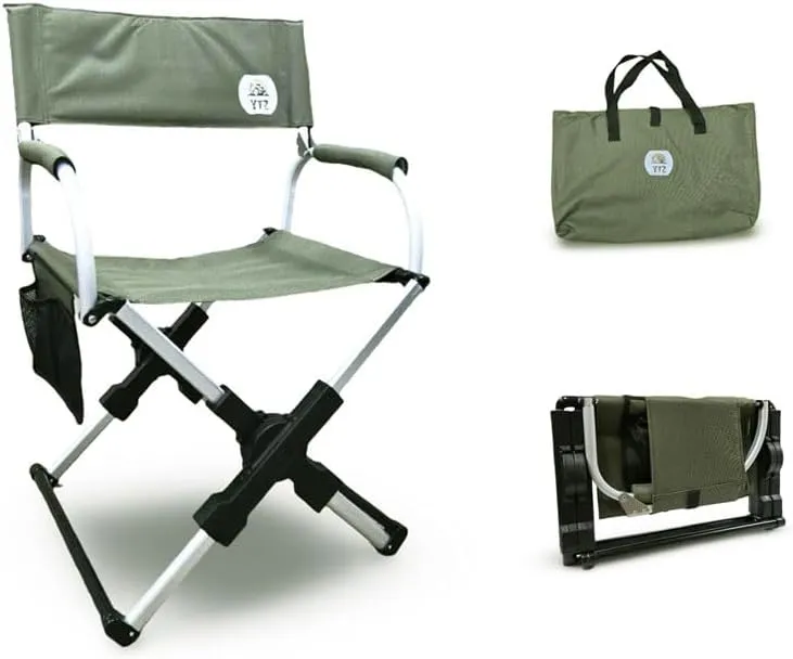 Portable Camping Chair with Carry Bag, Compact, Lightweight Collapsible Arm Chair for Outdoor Camping, Sports, Tailgates, Beach, and Fishing; Supports up to 250lbs [2024 (Green)