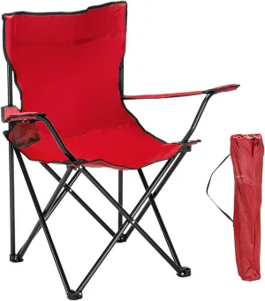 Portable Camping Chairs for Adults with Arm Rest Cup Holder and Carrying Bag, Enjoy Outdoors with Versatile Folding Sports & Beach Chair, Red
