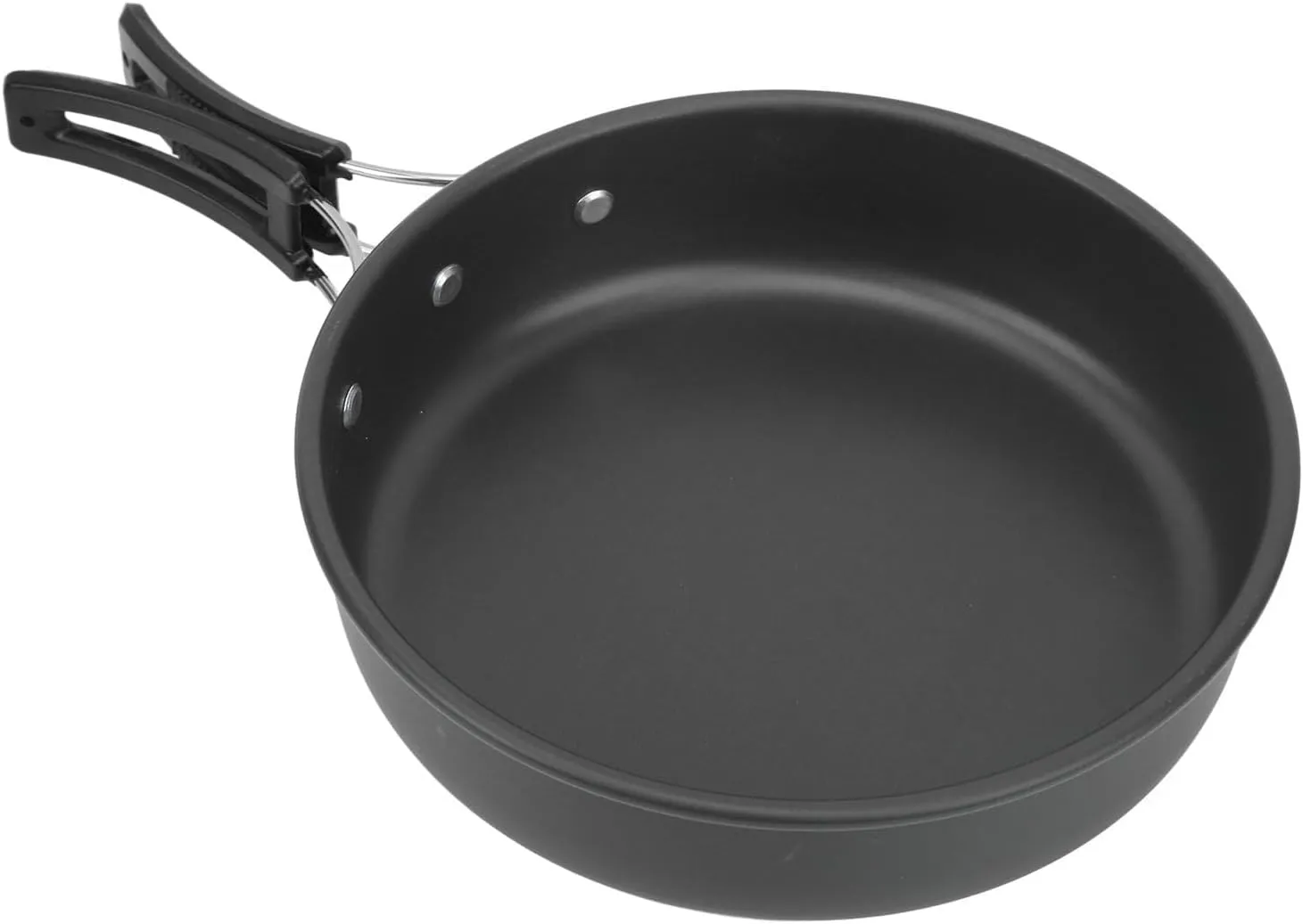 Portable Camping Cookware Mess Kit for Backpacking, Lightweight and Compact, Self Rebounding Handle Pots and Pans, Hard Oxidized Aluminum Material, to Carry and Store,