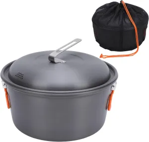 Portable Camping Pot 5L Large Capacity Picnic Cookware Kit for Outdoor Cooking Barbecue Boiling Steaming