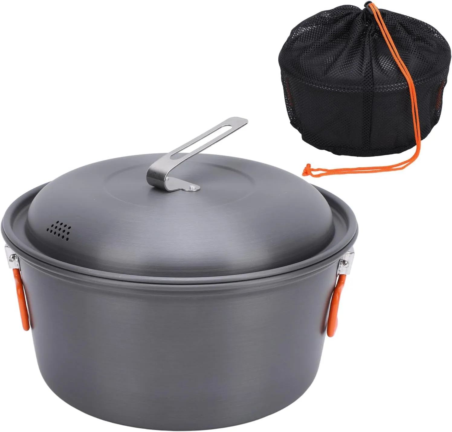 Portable Camping Pot 5L Large Capacity Picnic Cookware Kit for Outdoor Cooking Barbecue Boiling Steaming