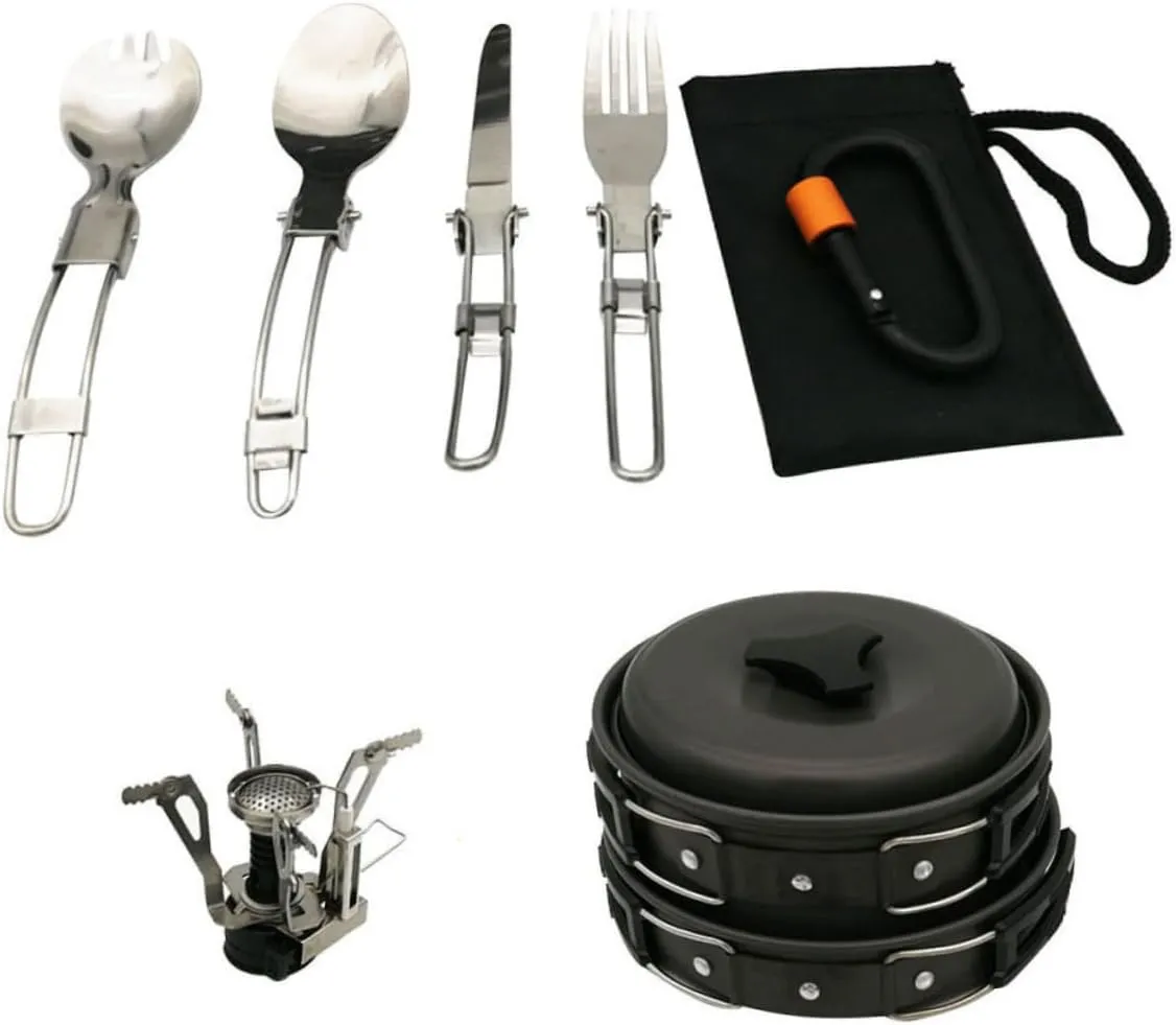 Portable Camping Pot Set Compact Cookware Set Outdoor Portable Cookware for Hiking