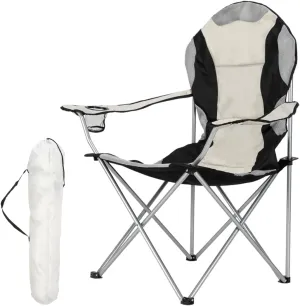 Portable Folding Camping Chair, Folding Outdoor Beach Camp Chair, Outdoor Chair & Lawn Chair (Style 2-Black&Gray)
