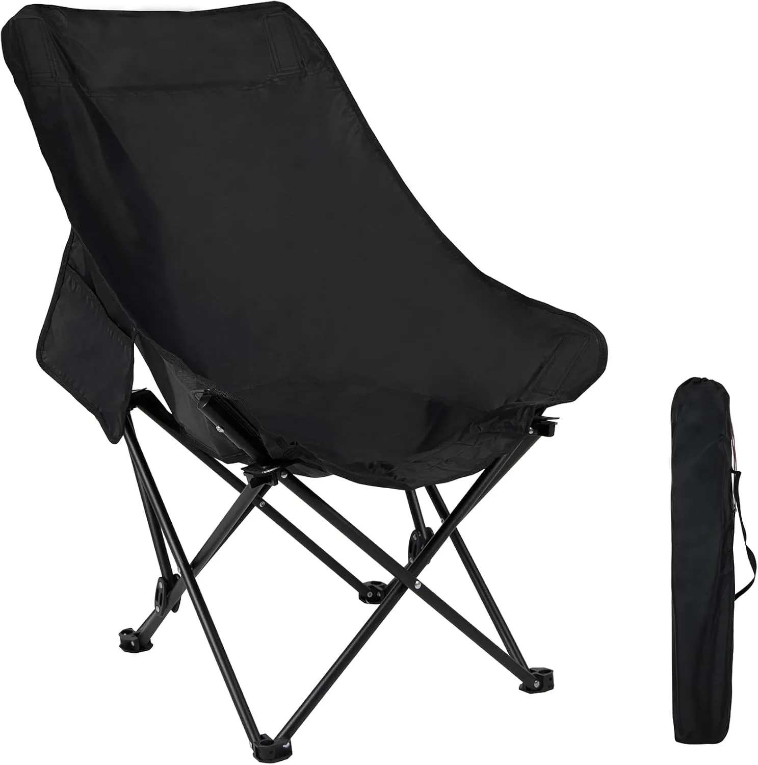 Portable Folding Camping Chair for Adults Lightweight Outdoor Rocker for Camping, Hiking, Fishing, Backpacking, Lawn, Beach, Sports (Black)