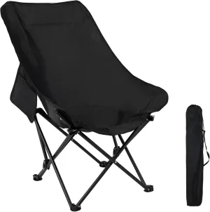 Portable Folding Camping Chair for Adults Lightweight Outdoor Rocker for Camping, Hiking, Fishing, Backpacking, Lawn, Beach, Sports (Black)