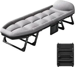 Portable Folding Camping Cot, Camping Cot for Adults, Multifunctional Office Folding Cot, Heavy Duty Portable Sleeping Folding Bed with Padded, Backrest 6 Speed Adjustment (170 * 55 * 40cm)