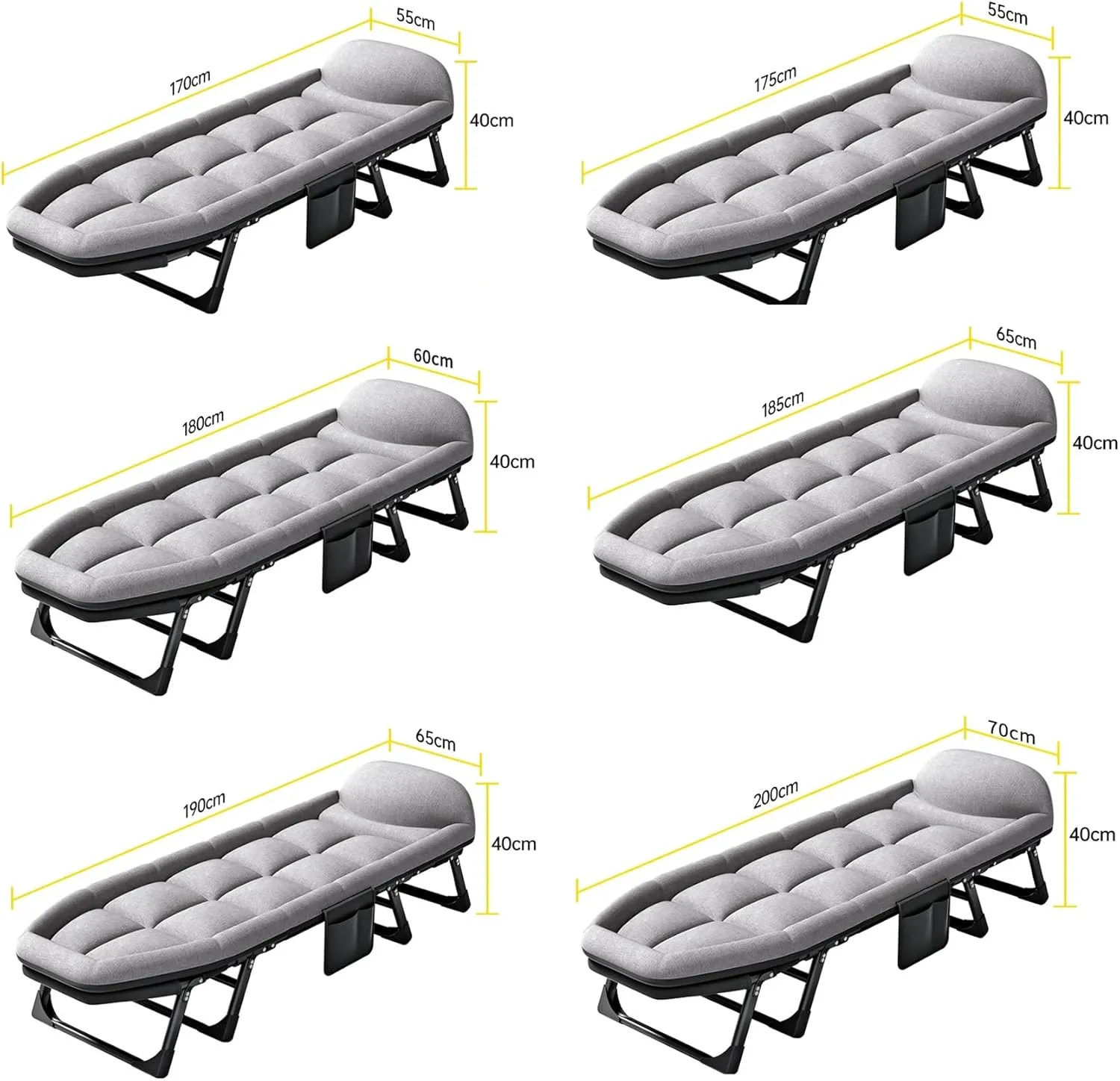 Portable Folding Camping Cot, Camping Cot for Adults, Multifunctional Office Folding Cot, Heavy Duty Portable Sleeping Folding Bed with Padded, Backrest 6 Speed Adjustment (170 * 55 * 40cm)
