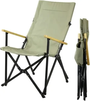Portable Folding Chair Beach Chair Whit Wooden Armrest Outdoor Camping Leisure Seat Folding Aluminum Folding Recliner for Hiking Fishing Adjustable Folding Chair