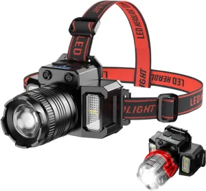 Portable Headlight – Motion Sensor LED Headlamps, Outdoor Rechargeable Headlamp | High Lumen LED Head Torch Light, Battery Powered Waterproof Light Gear, Headlamp for Camping at Night