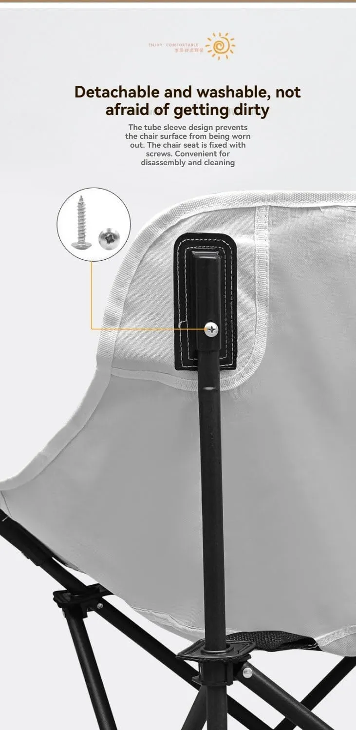 Portable High Back Folding Camping Chair, Beach and Fishing Chair, White (Black)