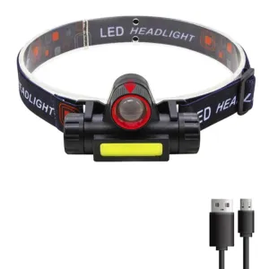 Portable Mini Powerful LED Headlamp, XPE COB USB Rechargeable Hunting Headlight with Tail Magnetic, Waterproof