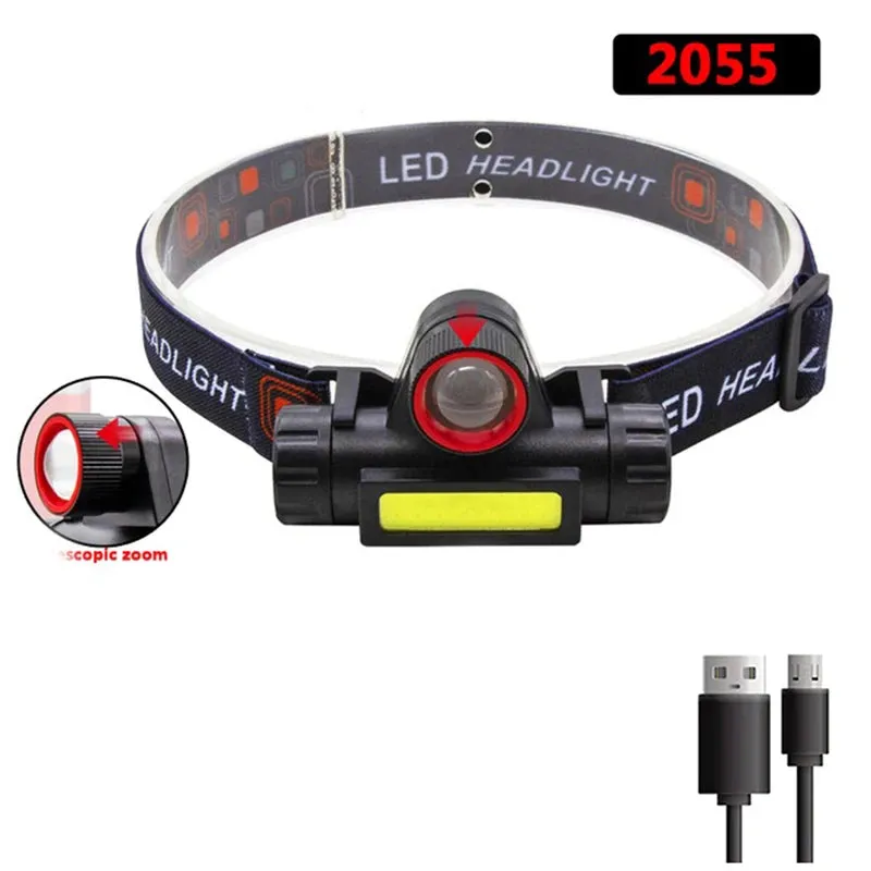 Portable Mini Powerful LED Headlamp, XPE COB USB Rechargeable Hunting Headlight with Tail Magnetic, Waterproof
