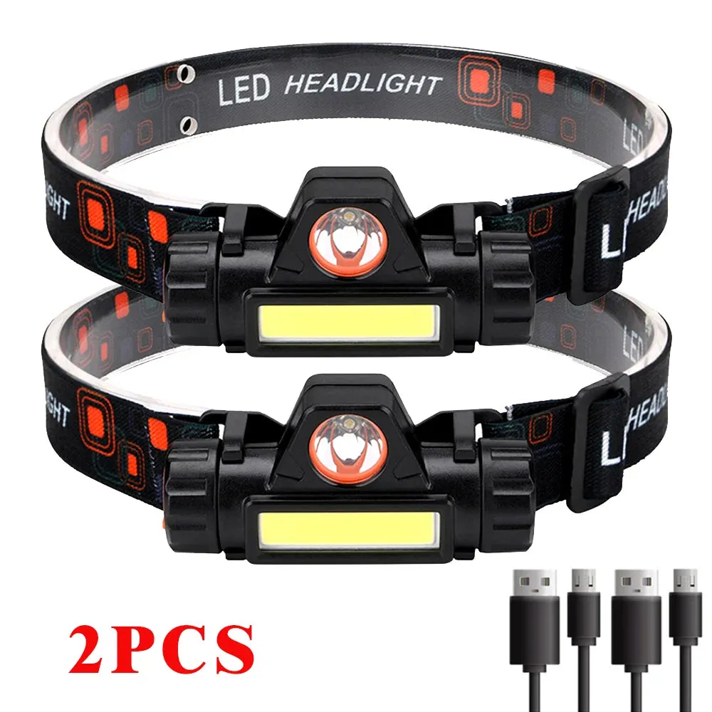 Portable Mini Powerful LED Headlamp, XPE COB USB Rechargeable Hunting Headlight with Tail Magnetic, Waterproof
