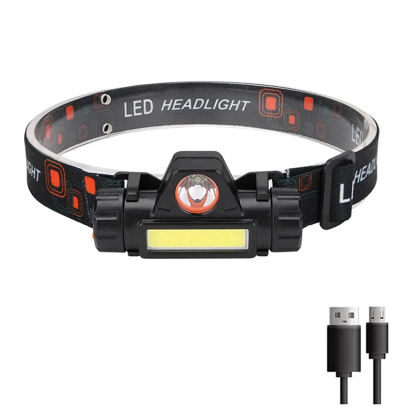 Portable Mini Powerful LED Headlamp, XPE COB USB Rechargeable Hunting Headlight with Tail Magnetic, Waterproof