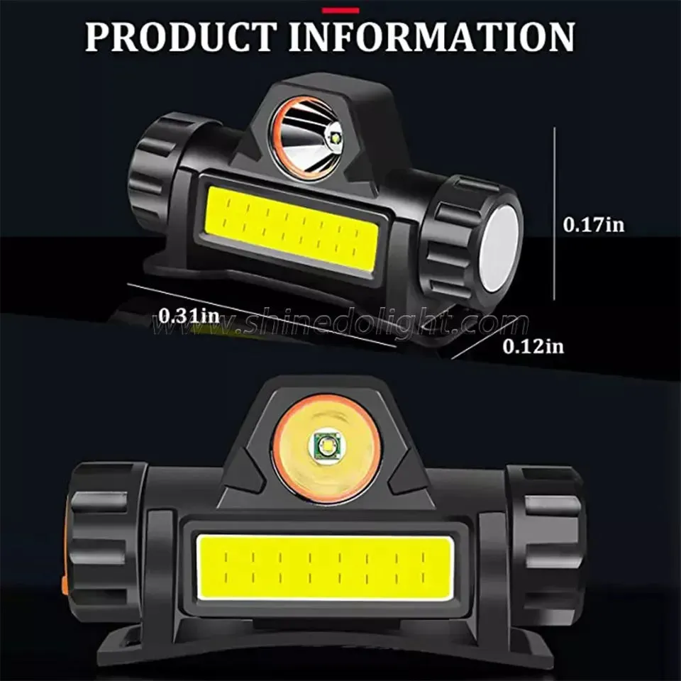 Portable Mini Powerful LED Headlamp, XPE COB USB Rechargeable Hunting Headlight with Tail Magnetic, Waterproof