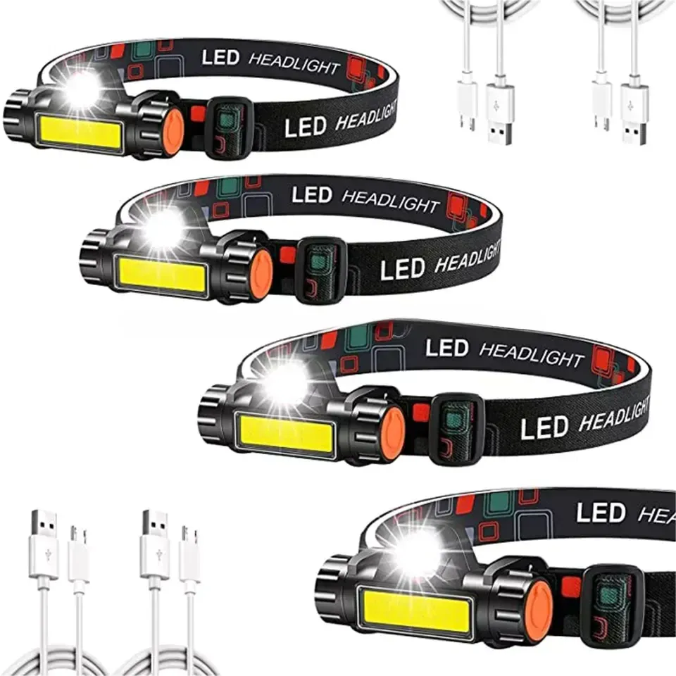 Portable Mini Powerful LED Headlamp, XPE COB USB Rechargeable Hunting Headlight with Tail Magnetic, Waterproof