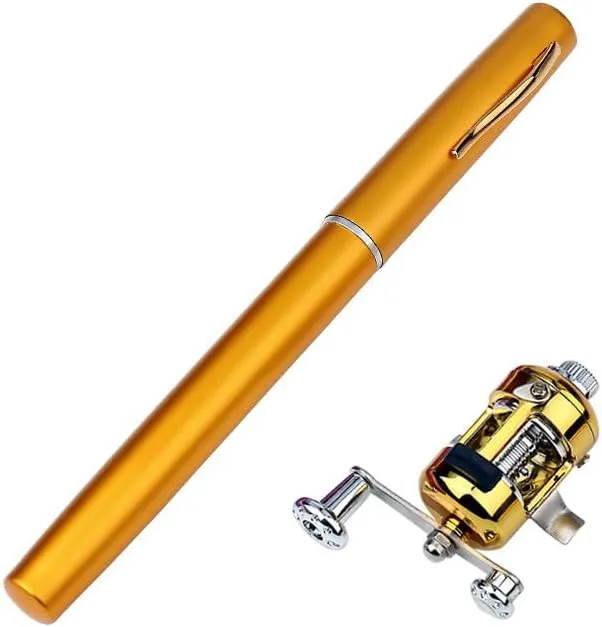 Portable Telescopic Mini Fishing Rod and Reel, Aluminum Alloy, Pen Shape, Pocket Size Fishing Rod,Aluminum Alloy Fishing Rod, Small Mini Pen Shape Fishing Rod