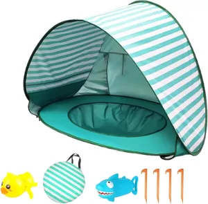 Portable UV-Resistant Baby Beach Tent, Baby Beach Tent with Pop-Up Pool, Sun Puddle Pool Tents Shelter for Infant with Canopy, Pools Protection Dome for Babies Kids Toddlers(Style H)