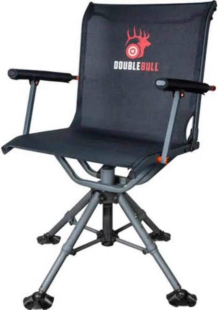 Primos Hunting Double Bull Swivel Chair with 360° Range of Motion and Adjustable Height, Collapsible with Shoulder Strap 65166