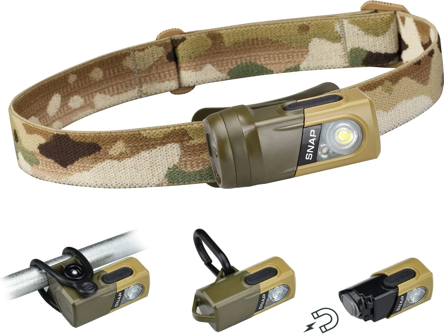 Princeton Tec Snap Headlamp Kit with Dimmable 300 Lumens Maxbright RGB LEDs, IPX4 Water Resistance and 155 Hour Burn Time, Essential for Hiking, Camping, Hunting, and Safety Preparedness, Multicam