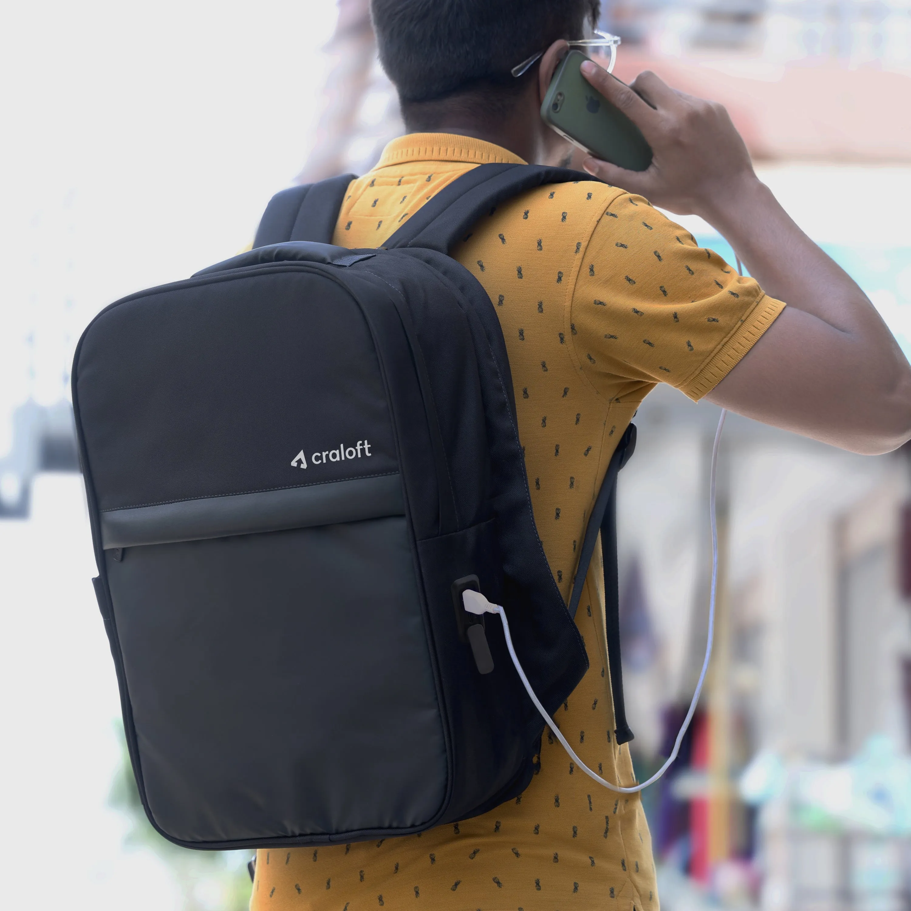 ProCarry 21L Office Laptop Backpack Bag with Raincover and USB Charging Port (CB2, Black)
