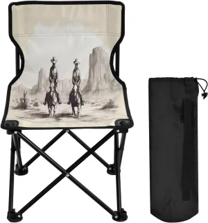 Prodigal Son Desert West Portable Outdoor Folding Chair Anti-Slip Padded Oxford Cloth Stool Camping Chair Small for Beach Hiking Fishing Gardening Quad Camp Chair