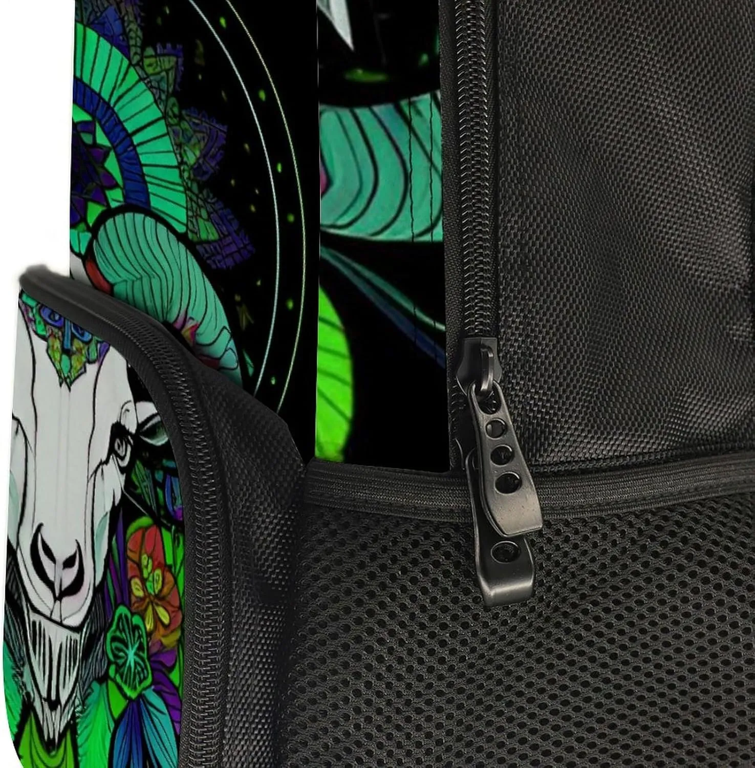 Psychedelic Goat Skull Art Rucksacks Polyester Anti-Theft Multipurpose Carry On Bag Large Capacity Gym Outdoor Hiking Backpack With Smooth Zippers