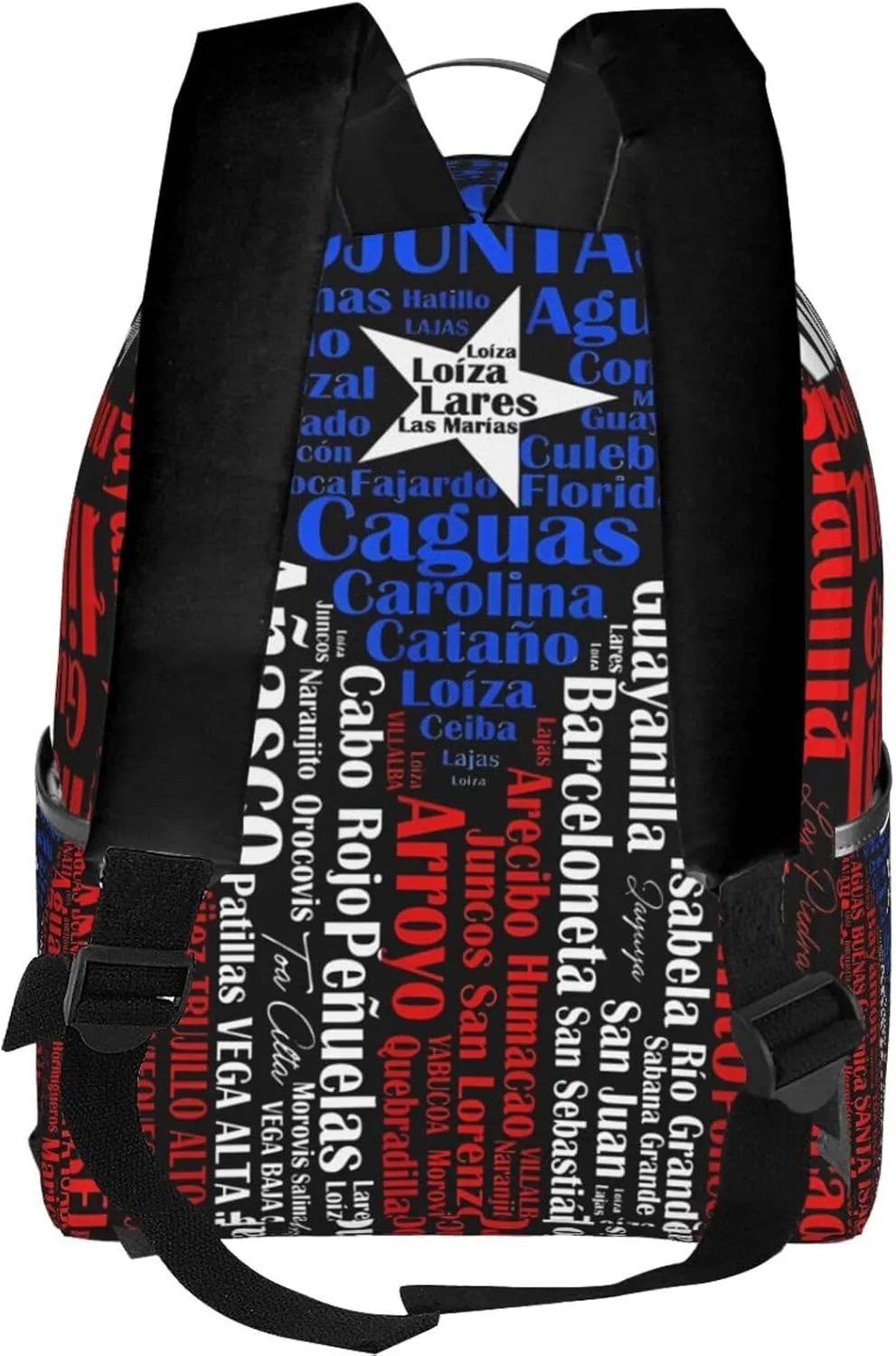 Puerto Rican Flag Towns Cities Of Puerto Rico Casual Backpacks Travel Backpack Fashion Rucksack Outdoor Daypack Lightweight Bag with Leather Handles for Working Hiking Camping