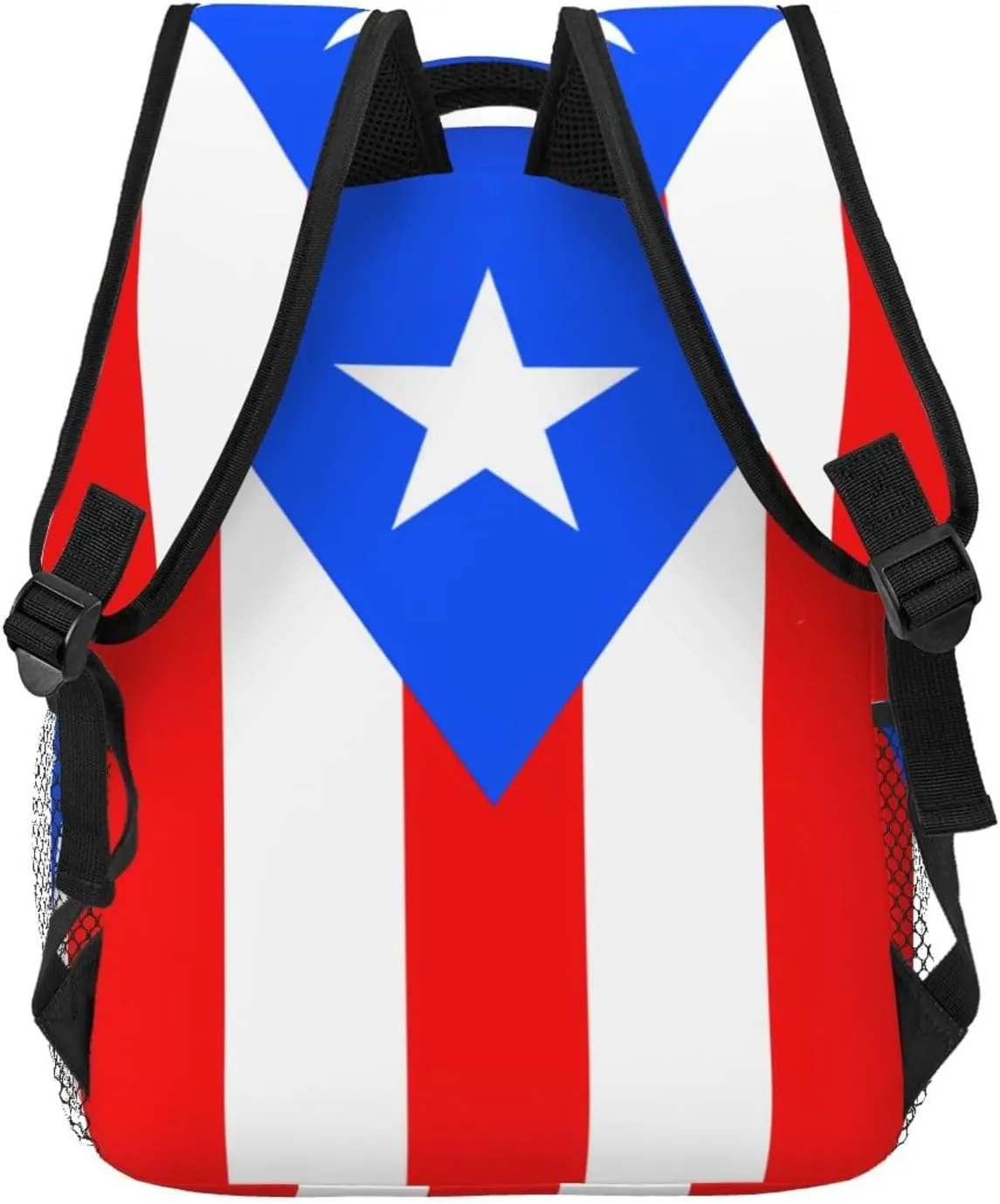 Puerto Rico Flag Backpack Adjustable Shoulder Strap Bookbag, Casual Daypack Lightweight Backpack for Adults