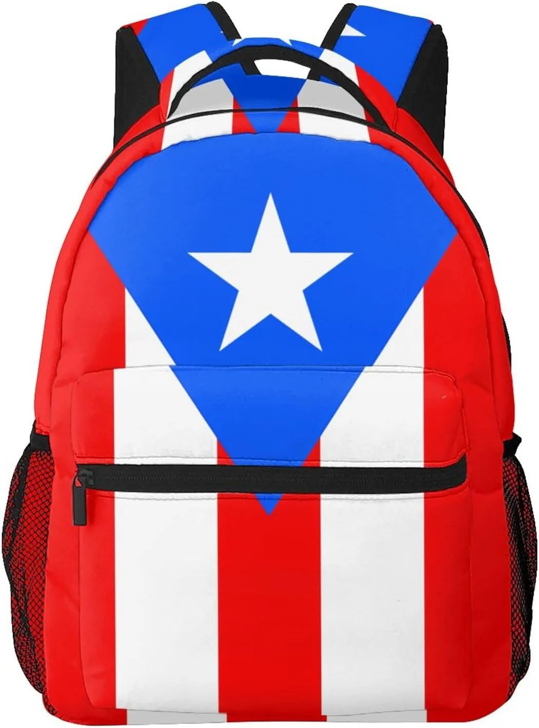 Puerto Rico Flag Backpack Adjustable Shoulder Strap Bookbag, Casual Daypack Lightweight Backpack for Adults