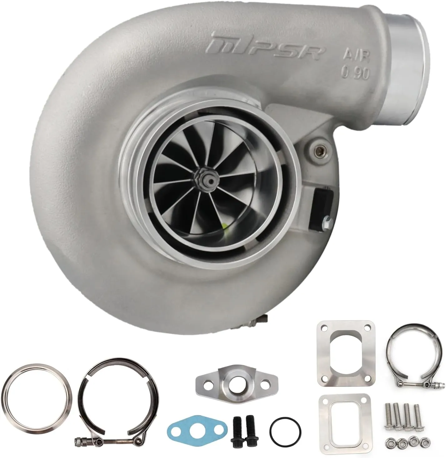 Pulsar Turbo 7975G COMPACT Dual Ball Bearing Billet Wheel Turbo Dual Vband 1.01A/R T4 Adapter Hp Rating 1450