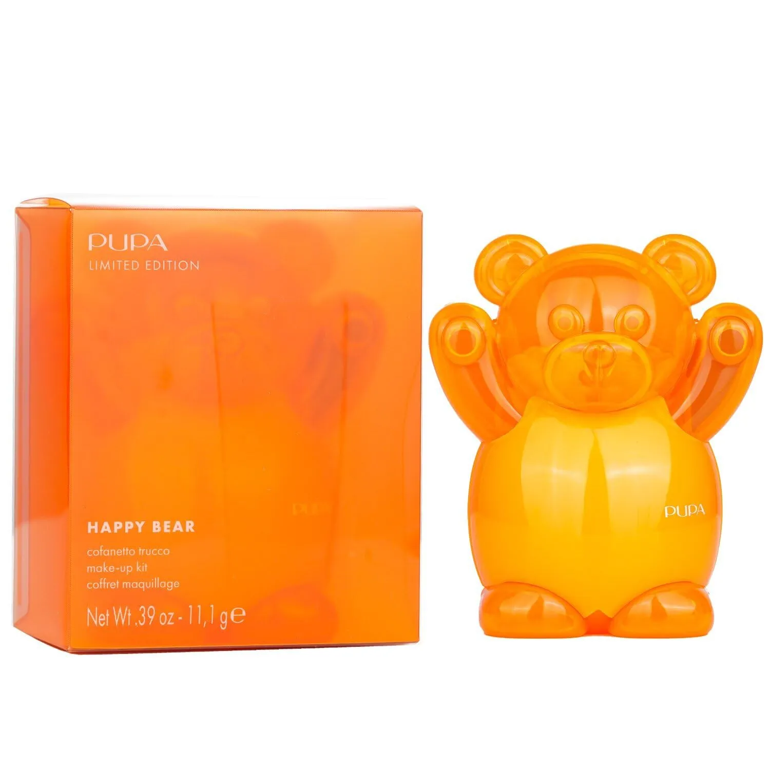 Pupa Milano Happy Bear Makeup Kit, 004 Orange, 0.39 oz - Makeup Gift Set - Makeup Palette - Blush - Eyeshadow - Highlighter - Lip Gloss - Face Makeup