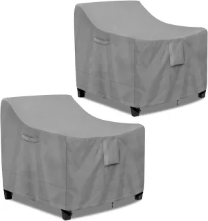 PureFit Outdoor Chair Covers Waterproof 2 Pack Patio Furniture Lawn Chair Covers for Outdoor Furniture with Air Vent and Padded Handles, Fits up to 32W x 37D x 36H Inches, Gray
