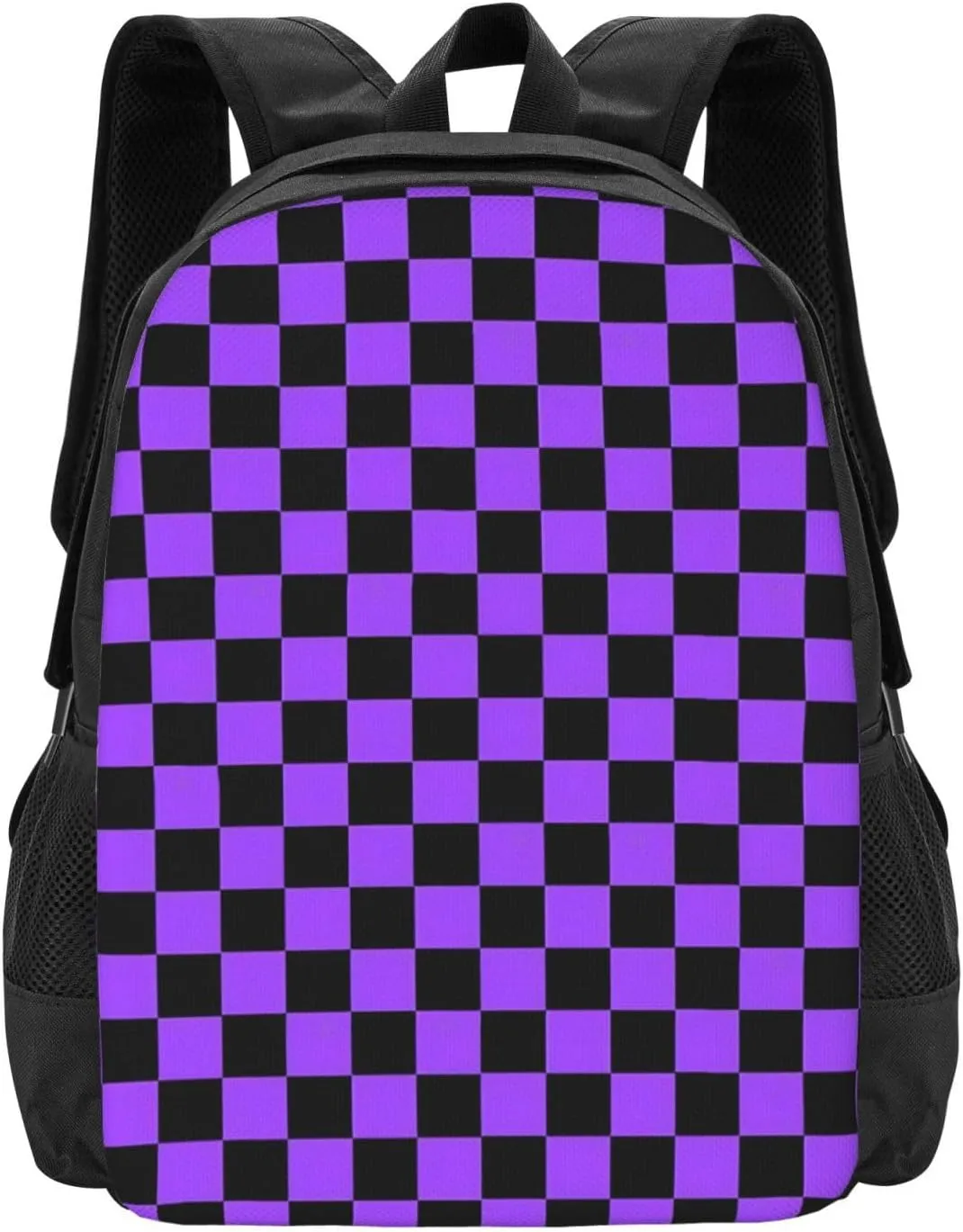 Purple And Black Check Lightweight Packable Backpack Travel Casual Large Capacity Daypack Foldable Backpack For Men Women