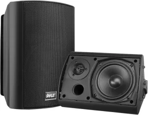 Pyle Waterproof Wall Mount Speaker System - 5.25 Inch Active   Passive Pair Wireless Bluetooth Compatible Indoor/Outdoor Stereo Sound Set with AUX IN - Pyle PDWR52BTBK (Black)