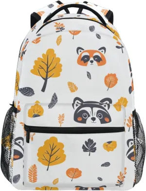 Raccoon Face School Kids Backpack for Boys Girls Laptop Backpack Lightweight Travel Bag for Women Men