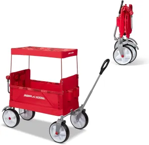 Radio Flyer Beach & Boardwalk Wagon, Folding Beach Cart, Ages 1.5 , Red Beach Wagon