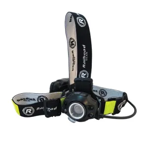 Railhead Gear LED Headlamp with Red Light, Battery Operated Motion Activated and Zoomable Focus Control 450 Adjustable Reflective Strap Band, KE-HLFC185
