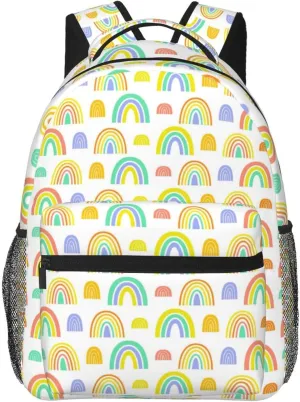 Rainbow Pattern Backpack Lightweight Laptop Backpack Casual Daypack Travel Double Shoulder Bag For Women Men