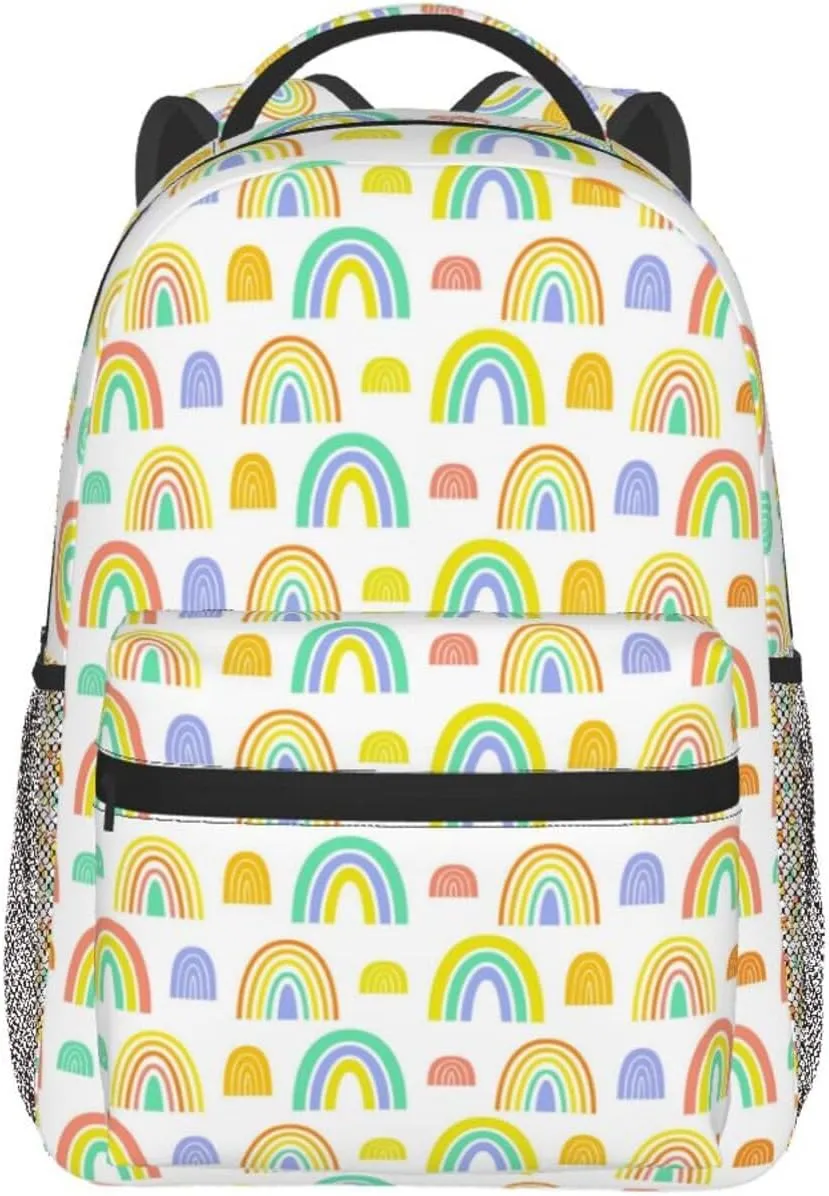 Rainbow Pattern Backpack Lightweight Laptop Backpack Casual Daypack Travel Double Shoulder Bag For Women Men