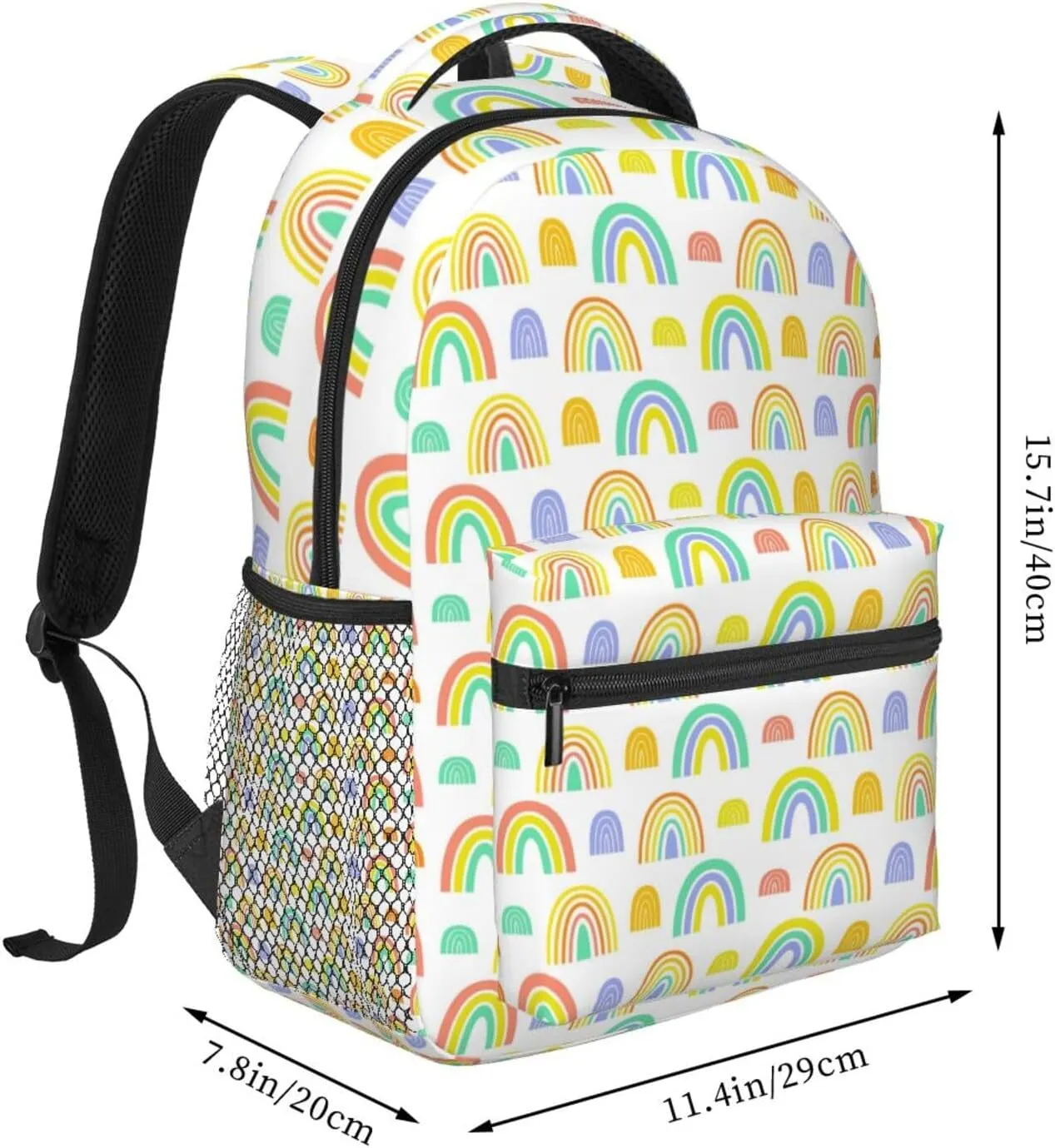 Rainbow Pattern Backpack Lightweight Laptop Backpack Casual Daypack Travel Double Shoulder Bag For Women Men